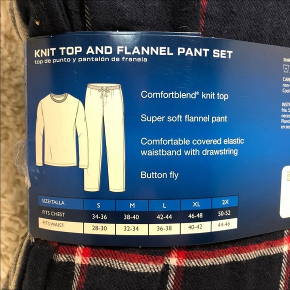 Hanes Knit Top Flannel Pants Mens Size 2XL Pajamas New With Tags Super … - Picture 6 of 9